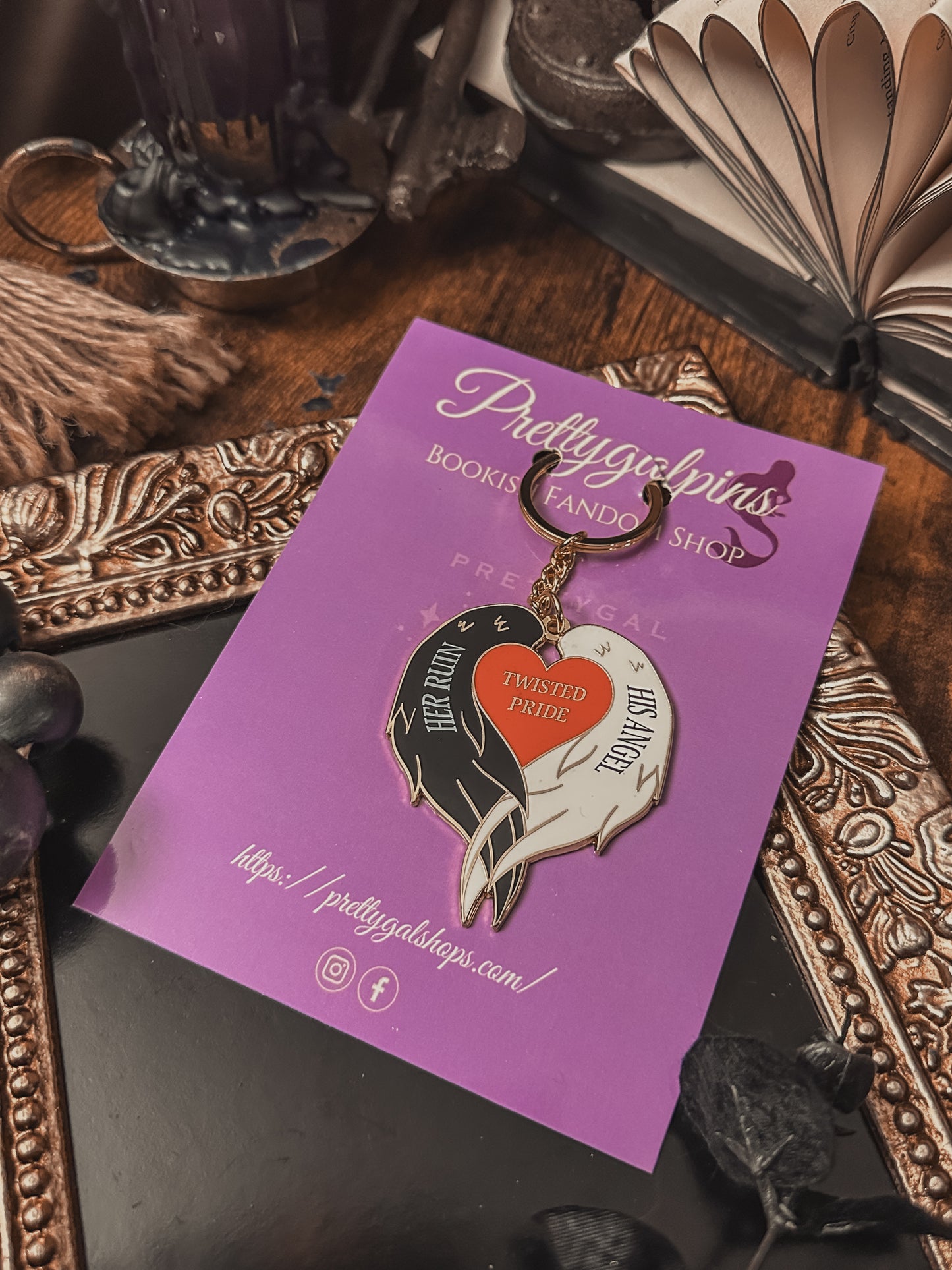 His Angel and Her Ruin Wings Keychain